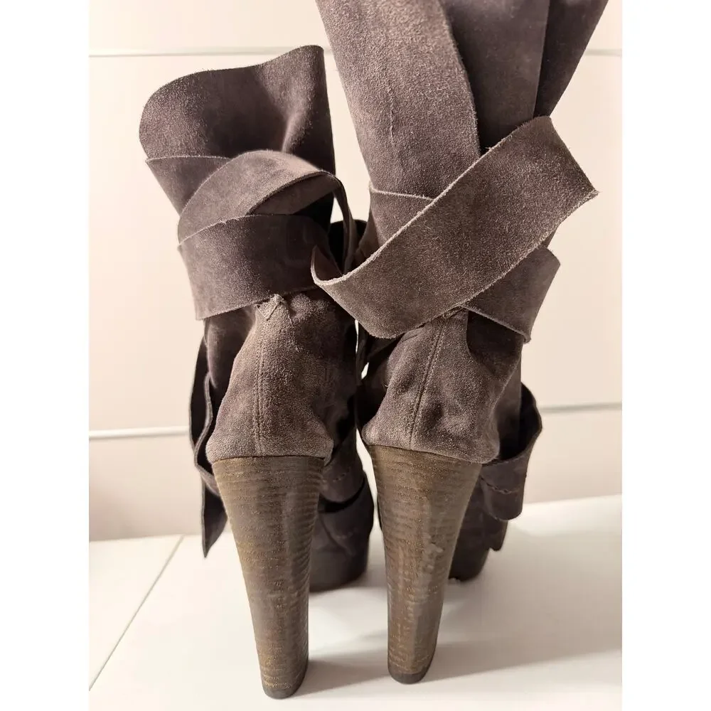 Chloe Suede Open-Toe Ankle Boots - Platform & Chunky Heel